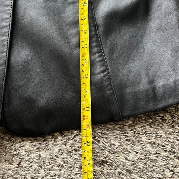 Adler Genuine Lamb Skin Leather Trench Coat Mens XL Black Biker Moto Minimalist - Picture 7 of 8